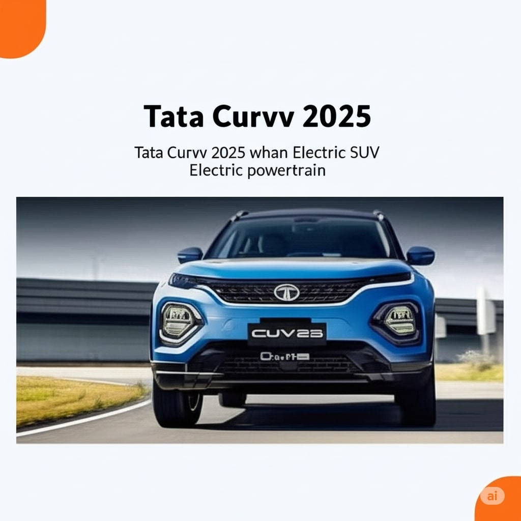 Tata Curvv 2025 electric SUV front and side view in blue color